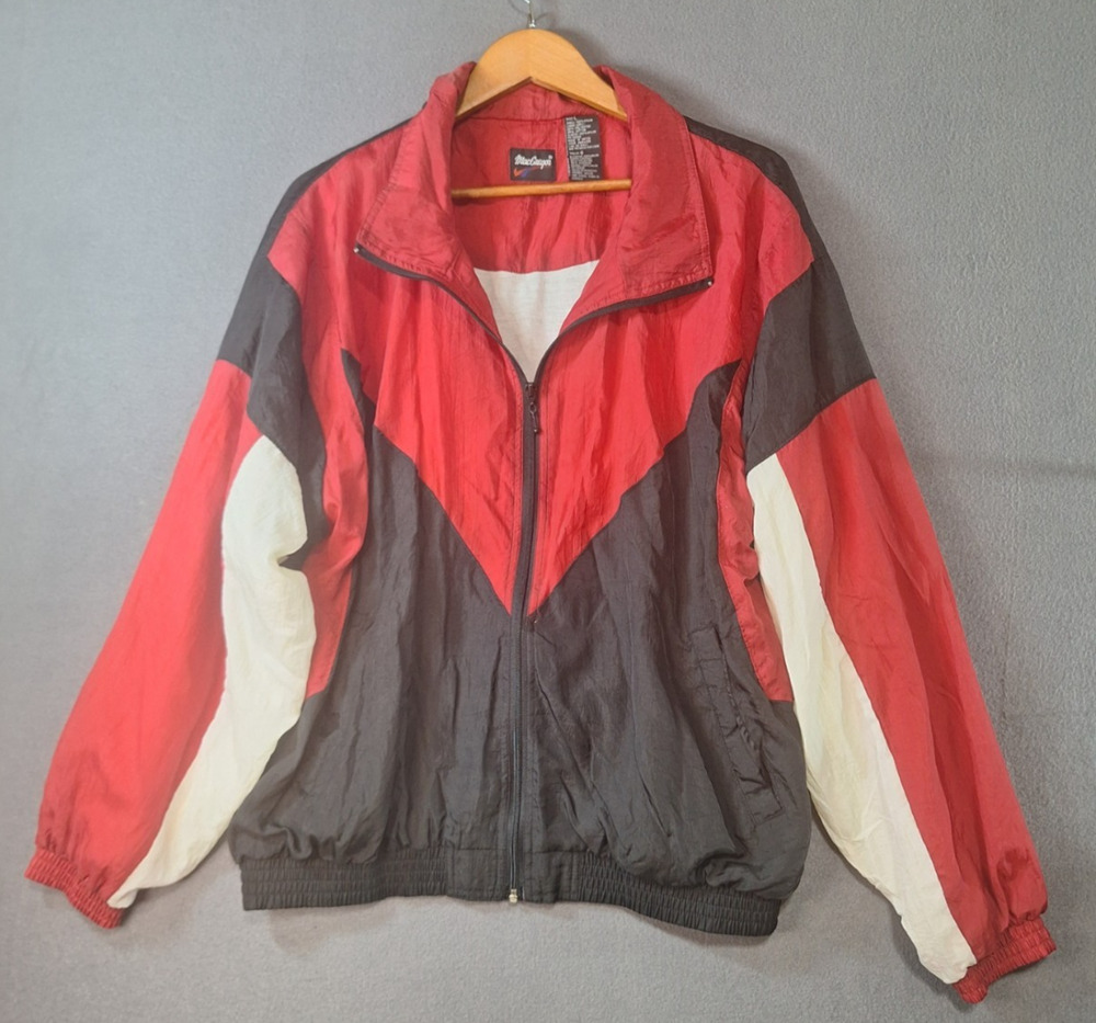 Vintage MacGregor Windbreaker Jacket Color Block Lined Full Zip Black Red Size L